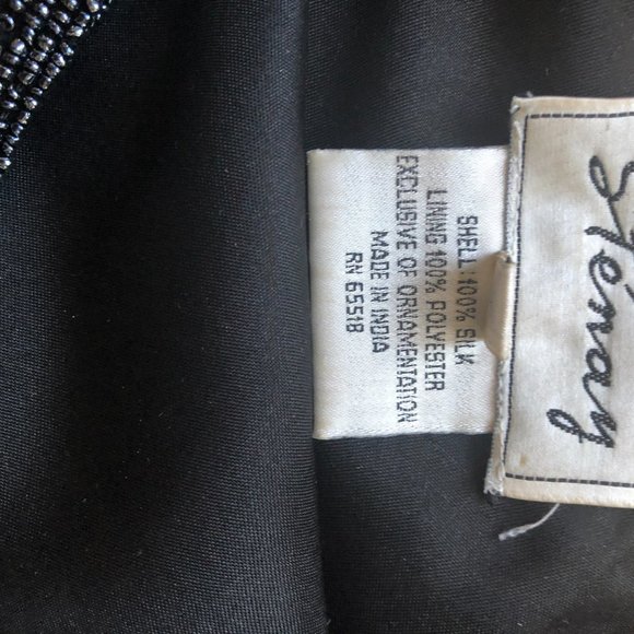 Stenay Vtg 90s Black Silk Beaded Full Length Dress Glamcore Old Money Sparkly - Picture 11 of 16